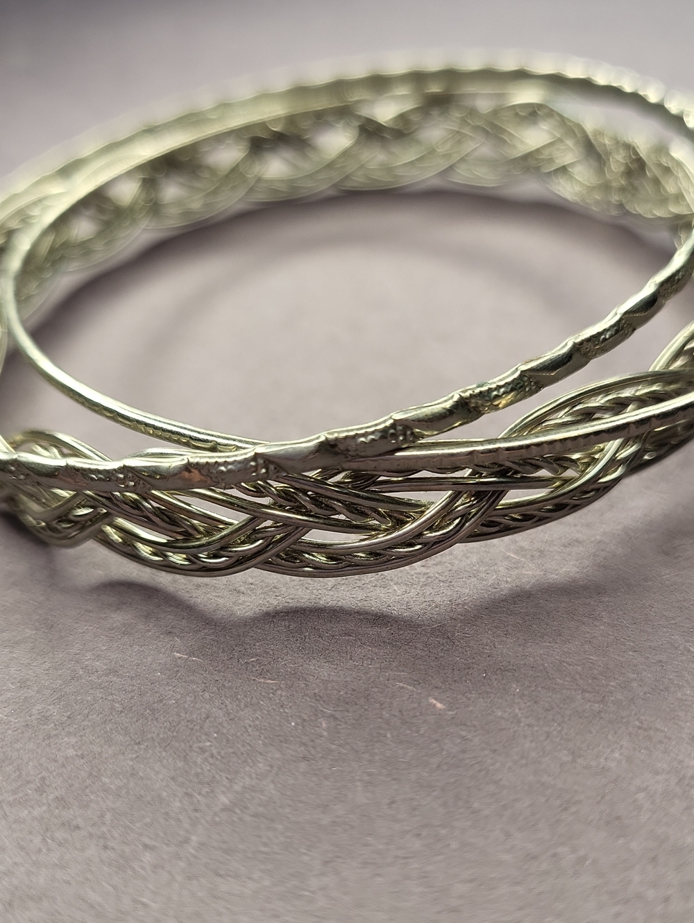Sterling Silver Braided Bangle Bracelet - Silver